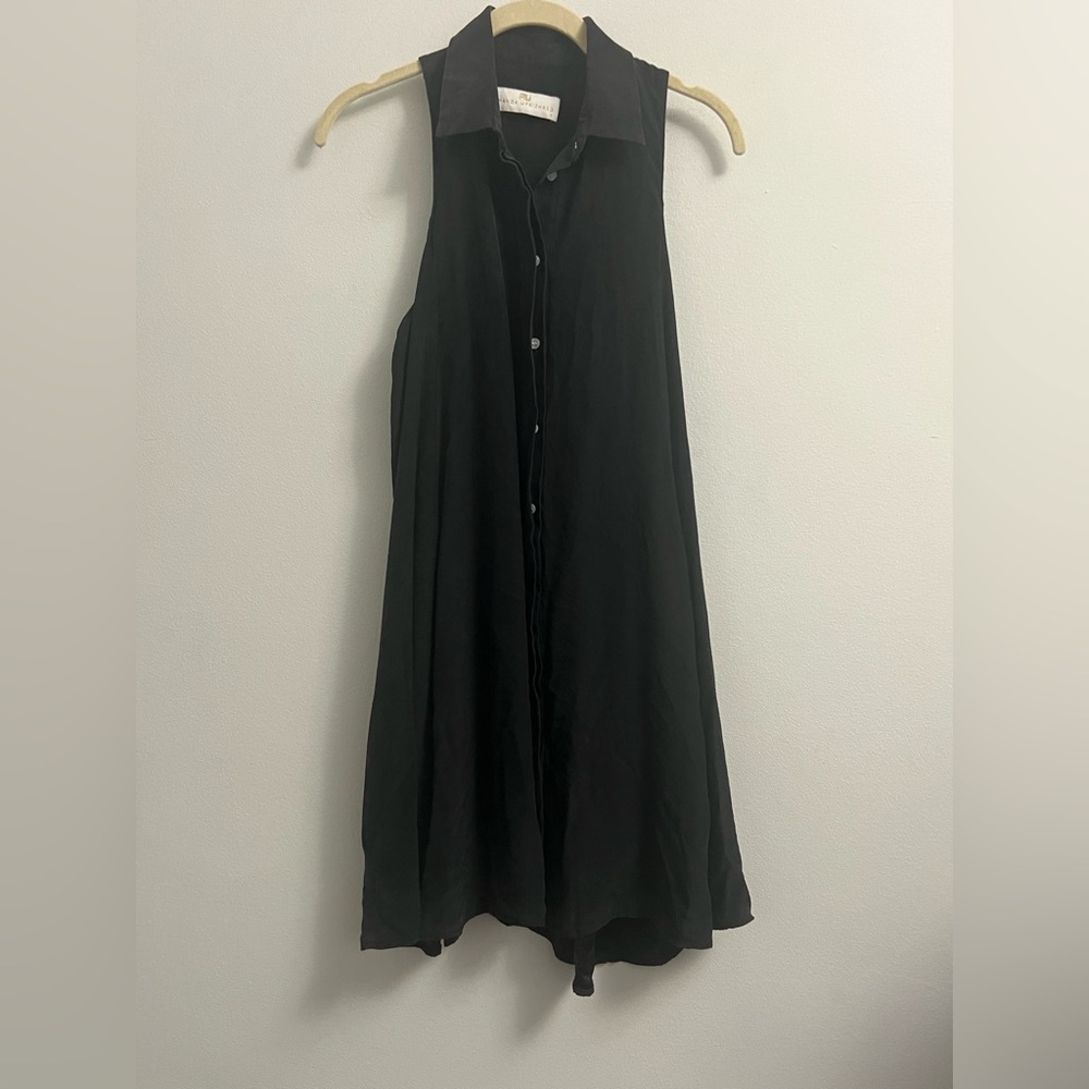 Amanda Uprichard  100% Silk Sleeveless Button down Dress- Black - Size S